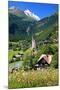 Heiligenblut at Grossglockner High Alpine Road with view towards Grossglockner-null-Mounted Art Print