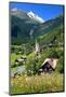 Heiligenblut at Grossglockner High Alpine Road with view towards Grossglockner-null-Mounted Art Print