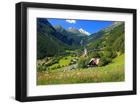 Heiligenblut at Grossglockner High Alpine Road with view towards Grossglockner-null-Framed Art Print