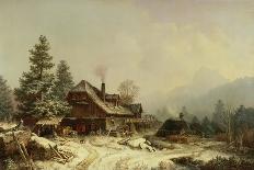 The Old Mill in Winter-Heinrich Burkel-Framed Giclee Print