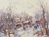 Winter Scene in a French Cathedral Town-Heinrich Hansen-Giclee Print
