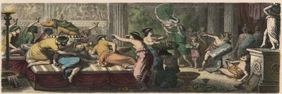 Ancient Rome: A banquet with a performance by gladiators,-Heinrich Leutemann-Giclee Print