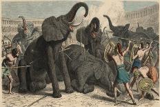 Ancient Rome: Elephants are slain in the amphitheatre,-Heinrich Leutemann-Giclee Print