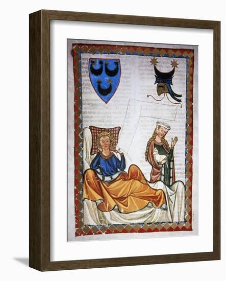 Heinrich Von Morungen (C.1150-1222). German Poet. Lovesick Poet. Codex Manesse (Ca.1300)-null-Framed Giclee Print