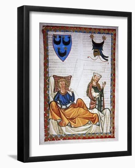 Heinrich Von Morungen (C.1150-1222). German Poet. Lovesick Poet. Codex Manesse (Ca.1300)-null-Framed Giclee Print