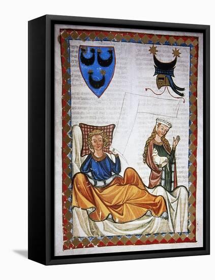 Heinrich Von Morungen (C.1150-1222). German Poet. Lovesick Poet. Codex Manesse (Ca.1300)-null-Framed Stretched Canvas