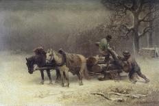 Logging in Winter-Heinrich Winter-Stretched Canvas