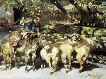 A Shepherd with his Flock-Heinrich Zugel-Framed Stretched Canvas