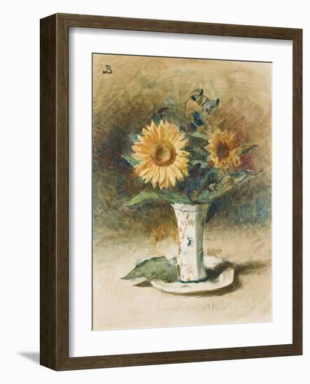 Hélas! Je ne suis pas Van Dyck: two sunflowers in a vase-Leon Joseph Florentin Bonnat-Framed Giclee Print