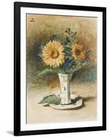 Hélas! Je ne suis pas Van Dyck: two sunflowers in a vase-Leon Joseph Florentin Bonnat-Framed Giclee Print