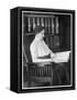 Helen Keller Reading Braille-null-Framed Stretched Canvas