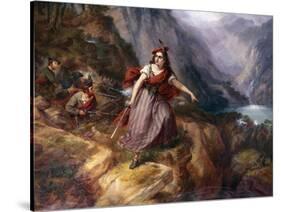 Helen MacGregor in the Conflict at the Pass of Loch Ard-Siegfried Detlev Bendixen-Stretched Canvas