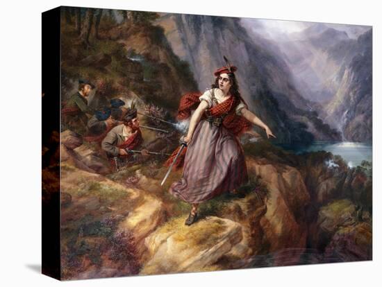 Helen MacGregor in the Conflict at the Pass of Loch Ard-Siegfried Detlev Bendixen-Stretched Canvas