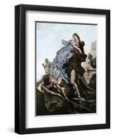 Helen of Troy Abducted by Paris, Starting the Trojan War-null-Framed Premium Giclee Print