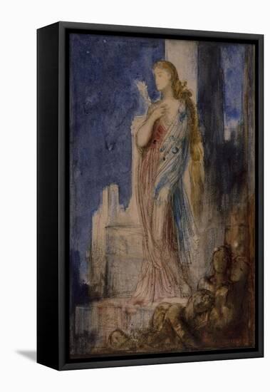 Helen on the Ramparts of Troy-Gustave Moreau-Framed Stretched Canvas