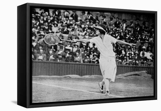 Helen Wills Playing Her First Wimbledon Final Against Kathleen Mckane, 1924-null-Framed Stretched Canvas