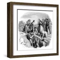 Helena and Cross BW-G Haul-Framed Art Print