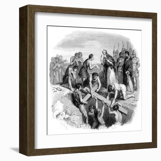 Helena and Cross BW-G Haul-Framed Art Print