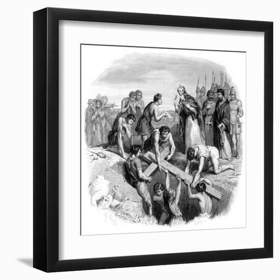 Helena and Cross BW-G Haul-Framed Art Print