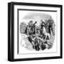 Helena and Cross BW-G Haul-Framed Art Print