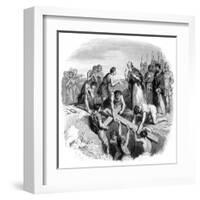 Helena and Cross BW-G Haul-Framed Art Print