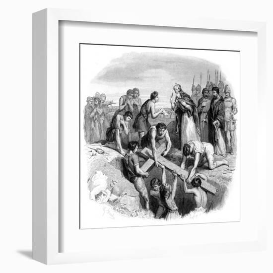 Helena and Cross BW-G Haul-Framed Art Print