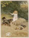 Girl and Dog, Windy Day-Helena J Maguire-Stretched Canvas