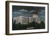 Helena, Montana - Exterior View of the State Capitol Building at Night, c.1922-Lantern Press-Framed Art Print