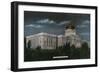 Helena, Montana - Exterior View of the State Capitol Building at Night, c.1922-Lantern Press-Framed Art Print