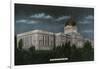 Helena, Montana - Exterior View of the State Capitol Building at Night, c.1922-Lantern Press-Framed Art Print