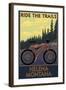 Helena, Montana - Mountain Bike Scene - Ride the Trails-Lantern Press-Framed Art Print