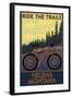 Helena, Montana - Mountain Bike Scene - Ride the Trails-Lantern Press-Framed Art Print