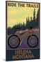 Helena, Montana - Mountain Bike Scene - Ride the Trails-Lantern Press-Mounted Art Print