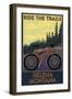 Helena, Montana - Mountain Bike Scene - Ride the Trails-Lantern Press-Framed Art Print