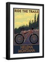 Helena, Montana - Mountain Bike Scene - Ride the Trails-Lantern Press-Framed Art Print