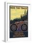 Helena, Montana - Mountain Bike Scene - Ride the Trails-Lantern Press-Framed Art Print