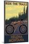 Helena, Montana - Mountain Bike Scene - Ride the Trails-Lantern Press-Mounted Art Print