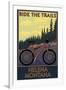 Helena, Montana - Mountain Bike Scene - Ride the Trails-Lantern Press-Framed Art Print