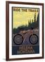 Helena, Montana - Mountain Bike Scene - Ride the Trails-Lantern Press-Framed Art Print