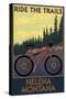 Helena, Montana - Mountain Bike Scene - Ride the Trails-Lantern Press-Stretched Canvas