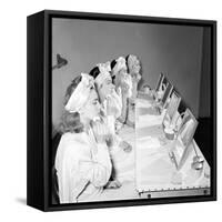 Helena Rubinstein Beauty School Training. Women Learning About Facials. 1940S-Nina Leen-Framed Stretched Canvas