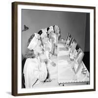 Helena Rubinstein Beauty School Training. Women Learning About Facials. 1940S-Nina Leen-Framed Premium Photographic Print