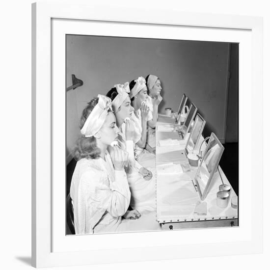 Helena Rubinstein Beauty School Training. Women Learning About Facials. 1940S-Nina Leen-Framed Photographic Print