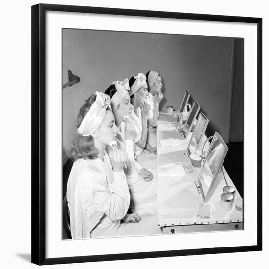 Helena Rubinstein Beauty School Training. Women Learning About Facials. 1940S-Nina Leen-Framed Photographic Print