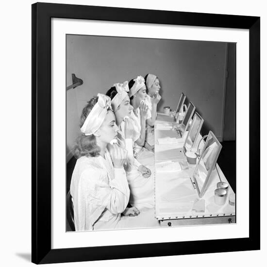 Helena Rubinstein Beauty School Training. Women Learning About Facials. 1940S-Nina Leen-Framed Photographic Print