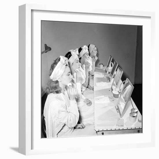 Helena Rubinstein Beauty School Training. Women Learning About Facials. 1940S-Nina Leen-Framed Photographic Print