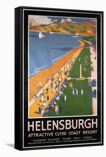 Helenburgh, Scotland - Crowds along Clyde Coast Beach Railways Poster-Lantern Press-Framed Stretched Canvas