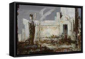 Hélène à la porte Scée-Gustave Moreau-Framed Stretched Canvas