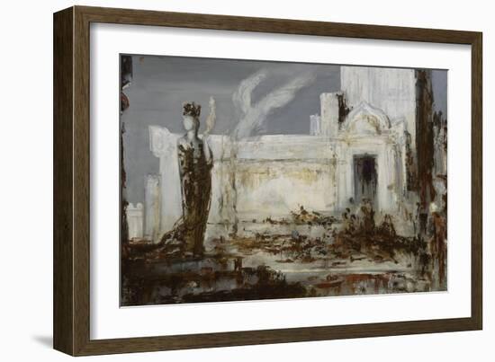 Hélène à la porte Scée-Gustave Moreau-Framed Giclee Print