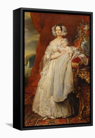 Helene-Louise de Mecklembourg-Schwerin, Duchess of Orleans with his son Count of Paris, 1839-Franz Xaver Winterhalter-Framed Stretched Canvas
